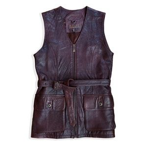 Vintage STUDIO Brown Leather Vest with Belt Size S